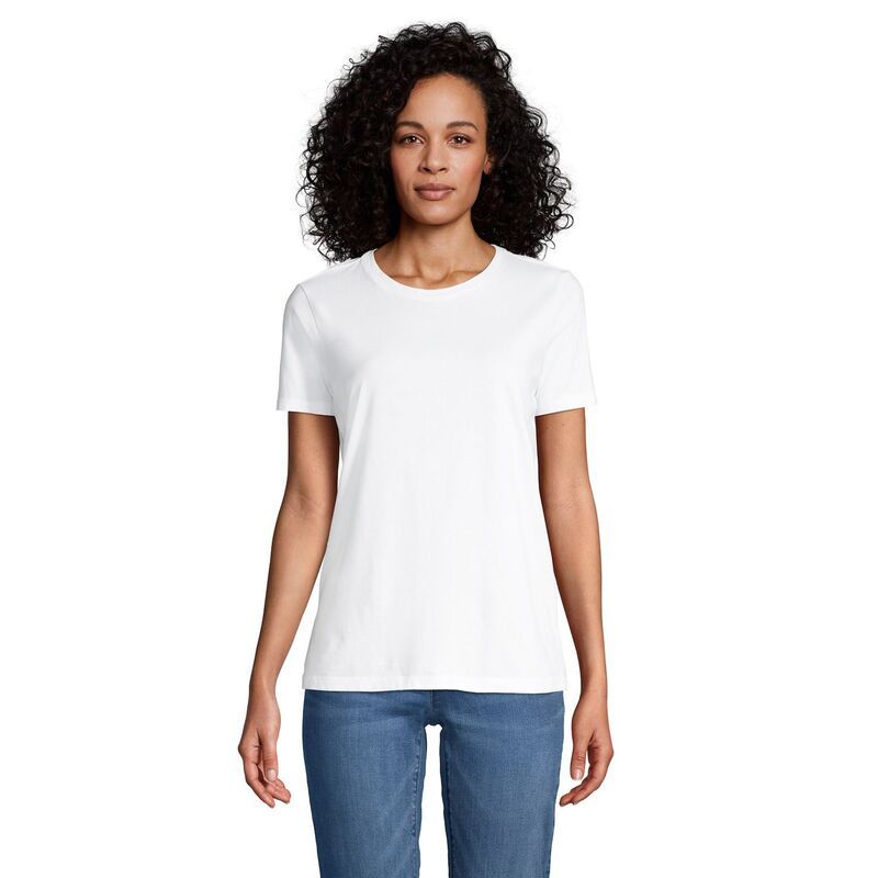 ランズエンド レディース トップス Tシャツ クルーネック コットン Womens Lands End RelaxedFit Supima Cotton Crewneck Tee White ホワイト