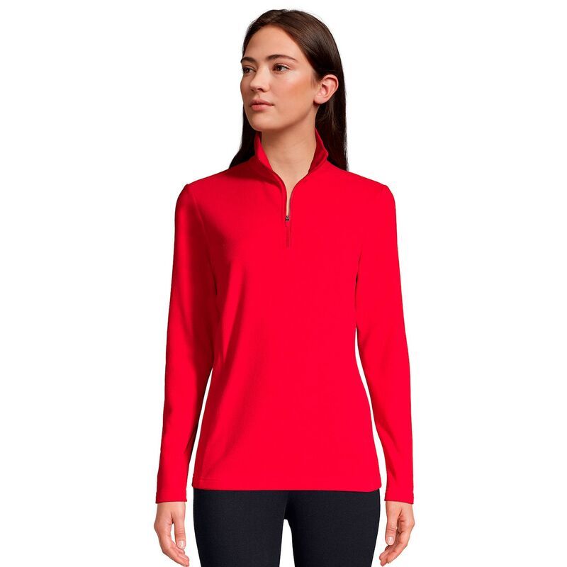 ランズエンド レディース アウター ジャケット・ブルゾン フリース Womens Lands End QuarterZip Fleece Pulloverich Red レッド