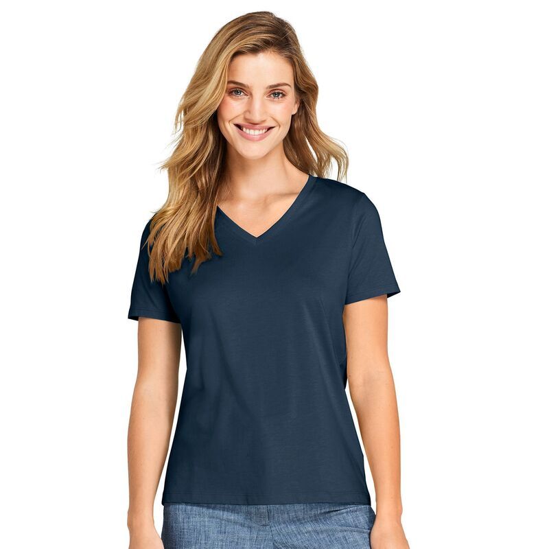ランズエンド レディース トップス Tシャツ Vネック コットン Womens Lands End RelaxedFit Supima Cotton VNeck Tee Radiant Navy ネイ