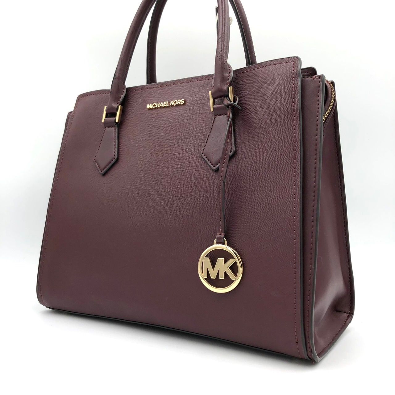 マイケルコース ハンドバッグ トート レザー ボルドー ワインレッド MK 中古