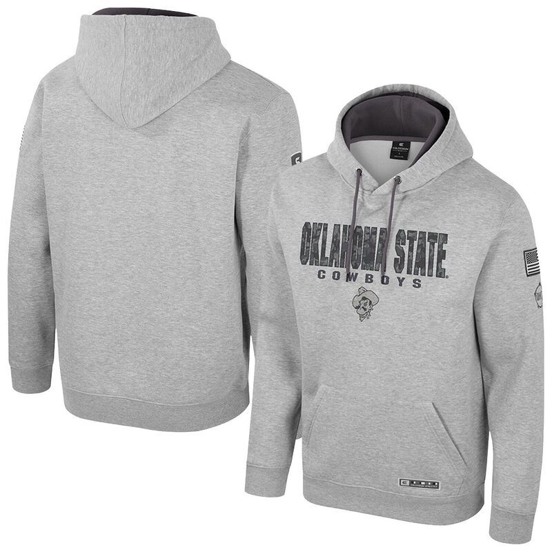 コロシアム メンズ トップス Tシャツ パーカー Mens Colosseum Heather Gray Oklahoma State Cowboys Oorah OHT Military Appre