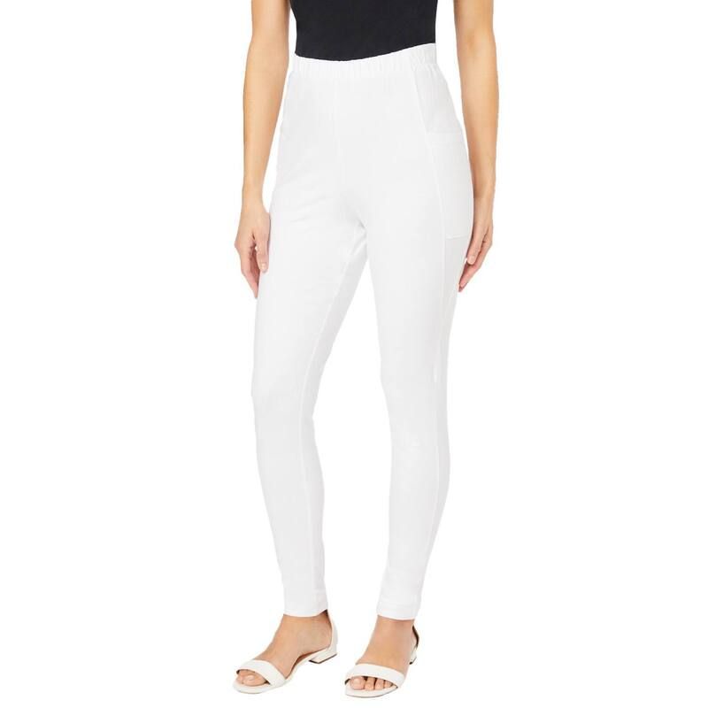 ロアマンズ レディース ボトムス カジュアルパンツ プラスサイズ Roamans Womens Plusize SidePocket Essentialegging White ホワイト