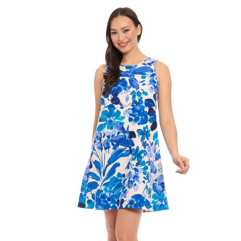 ロンドンタイムス レディース トップス ワンピース A ライン ノースリーブ Womens London Timesleeveless ALine Swing Dress Blue Multi ブルー