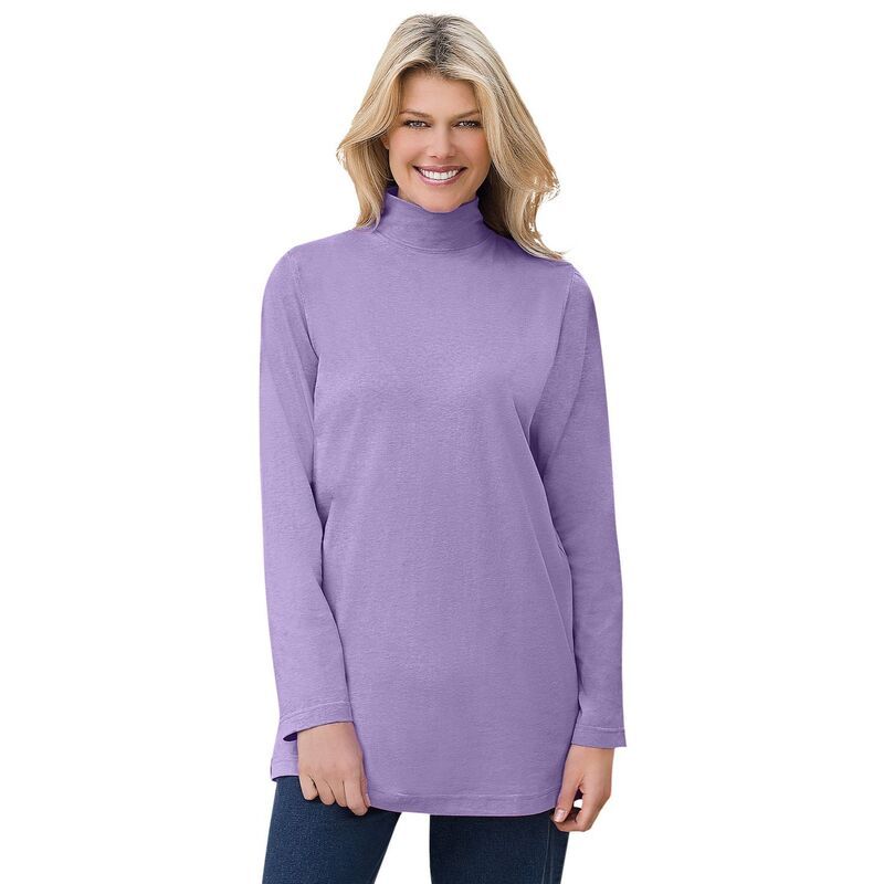 ウーマン ウィズイン レディース トップス Tシャツ モックネック プラスサイズ Woman Within Womens Plusize Perfect Mockneck Tunic Soft Iri