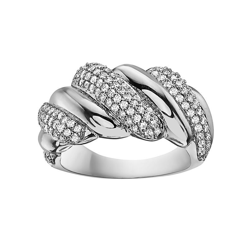 アンブランデッド レディース アクセサリー リング Unbranded Sterling Silver Cubic Zirconia Wavy Twist Ring Sterling シルバー