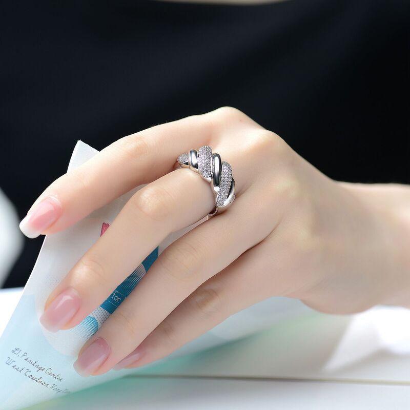 アンブランデッド レディース アクセサリー リング Unbranded Sterling Silver Cubic Zirconia Wavy Twist Ring Sterling シルバー
