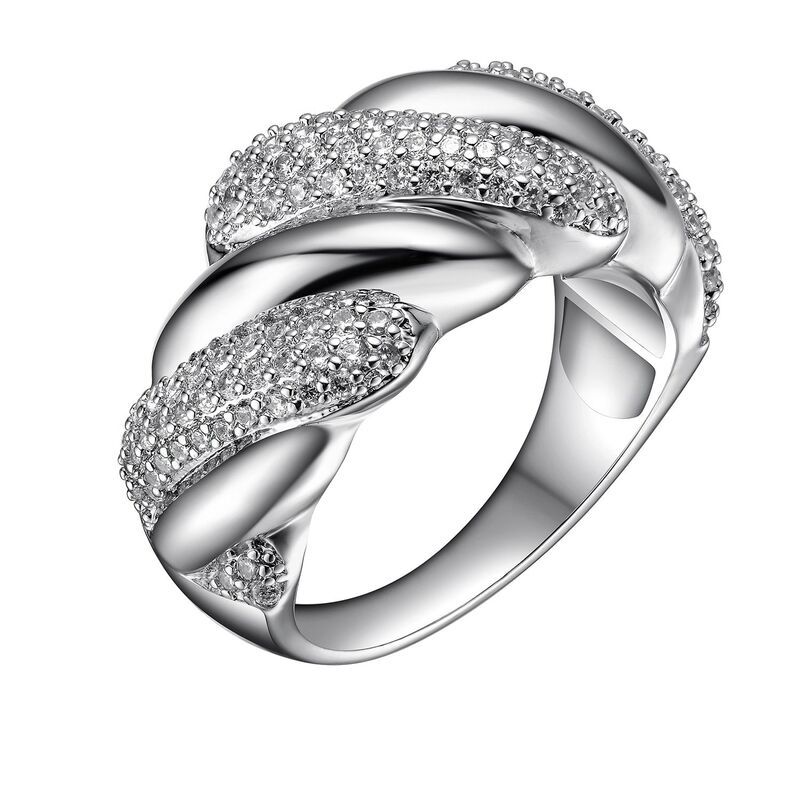アンブランデッド レディース アクセサリー リング Unbranded Sterling Silver Cubic Zirconia Wavy Twist Ring Sterling シルバー