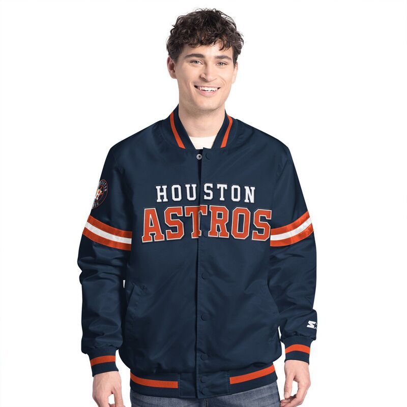 スターター メンズ アウター ジャケット・ブルゾン MensStarter Navy Houston Astroscout FullSnap Varsity Jacket Ast Navy ネイビー