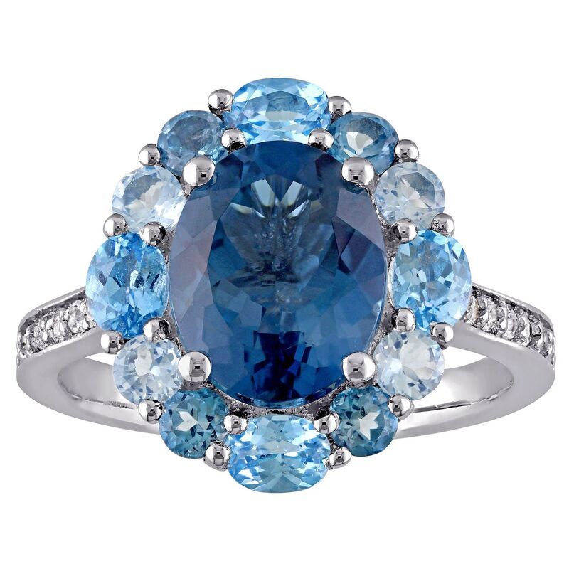 ステラ グレース レディース アクセサリー リング Stella Grace Sterling Silver London Swiss Sky Blue Topaz Halo Ring Sterlin