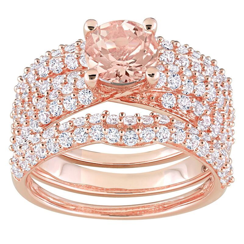 ステラ グレース レディース アクセサリー リング Stella Grace Rose Tone Morganite Created White Sapphire Bridal Set Rose To