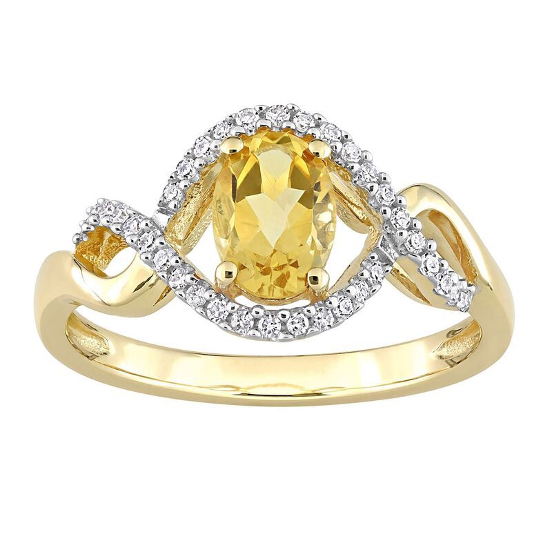 ステラ グレース レディース アクセサリー リング Stella Grace 10k Gold Citrine 16 CaratW Diamond Halo Engagement Ring 10k G