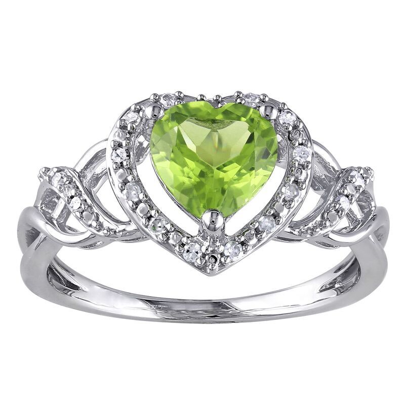 ステラ グレース レディース アクセサリー リング Stella Grace Sterling Silver 110 CaratW Diamond Peridot Heart Crossovering