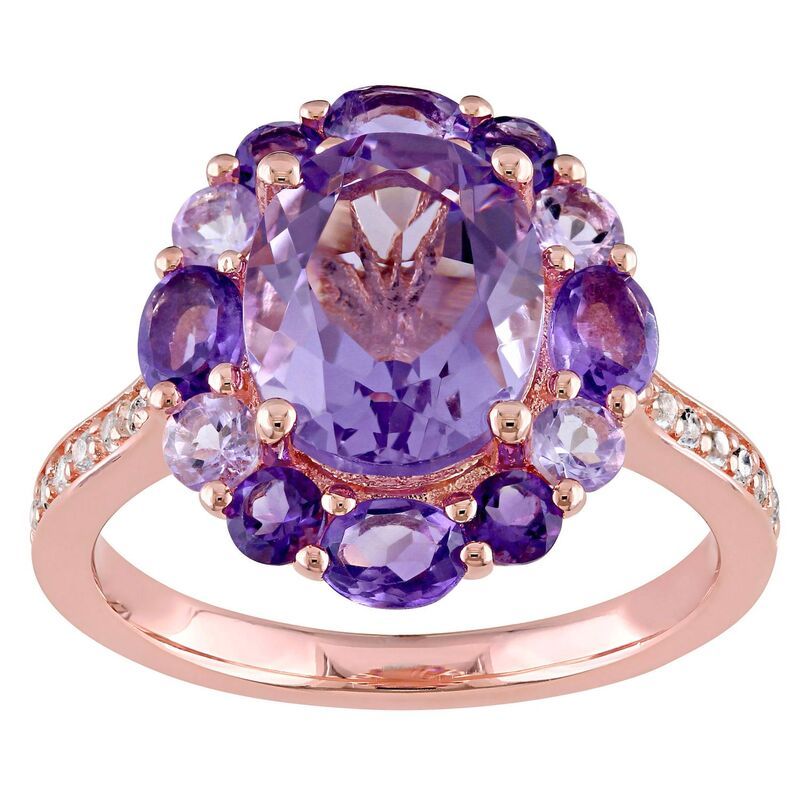 ステラ グレース レディース アクセサリー リング フラワー柄 フラワー Stella Grace 18k Rose Gold Over Silver Amethyst White Topaz Flo