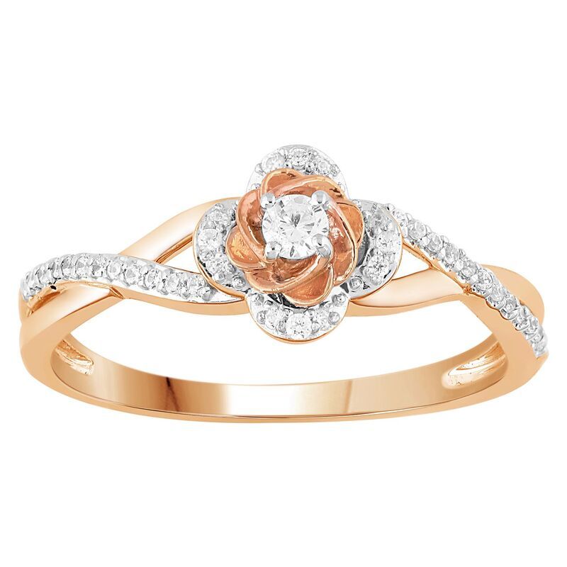 アンブランデッド レディース アクセサリー リング Unbranded 10k Rose Gold 15 ctW Diamond Flower Engagement Ring 10k Rose ゴール