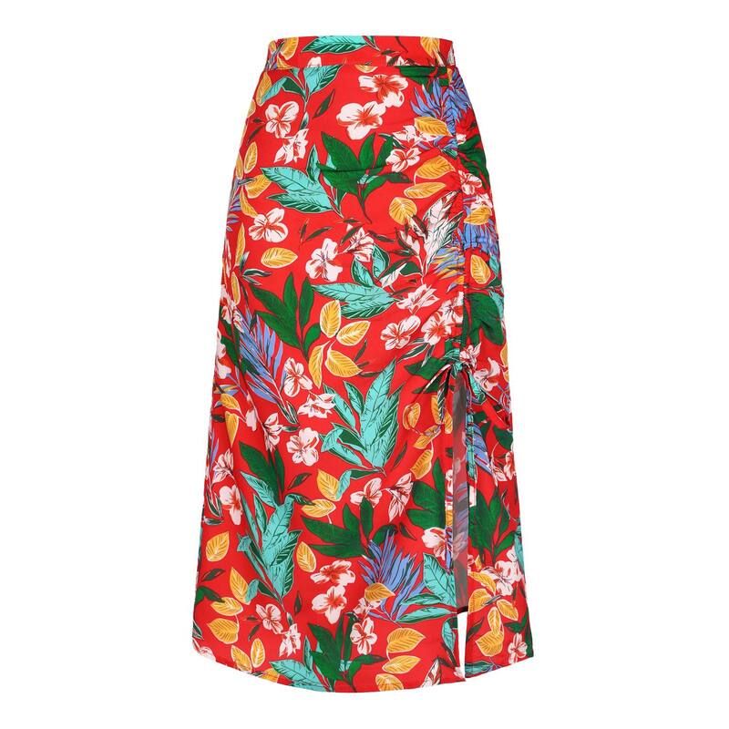 アレグラ ケー レディース ボトムスカート ギャザー ALLEGRA K Womens Hawaiian Skirts Beach Ruched Frontropical Skirt With Sli 8,015円