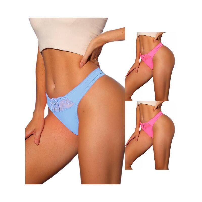 アレグラ ケー レディース アンダーウェア パンツ サテン レース ALLEGRA K 3 Packs Womens Lowwaisted Satin Bikini Panties Elastic L