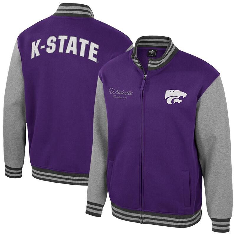 コロシアム メンズ アウター ジャケット・ブルゾン Mens Colosseum Purple Kansastate Wildcats AmbiTurner FullZip Varsity Jacke