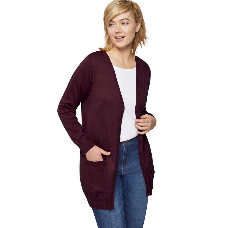 Ellos レディース アウター ニット・セーター プラスサイズ カーディガン ellos Plusize Boyfriend Cardigan Midnight Berry