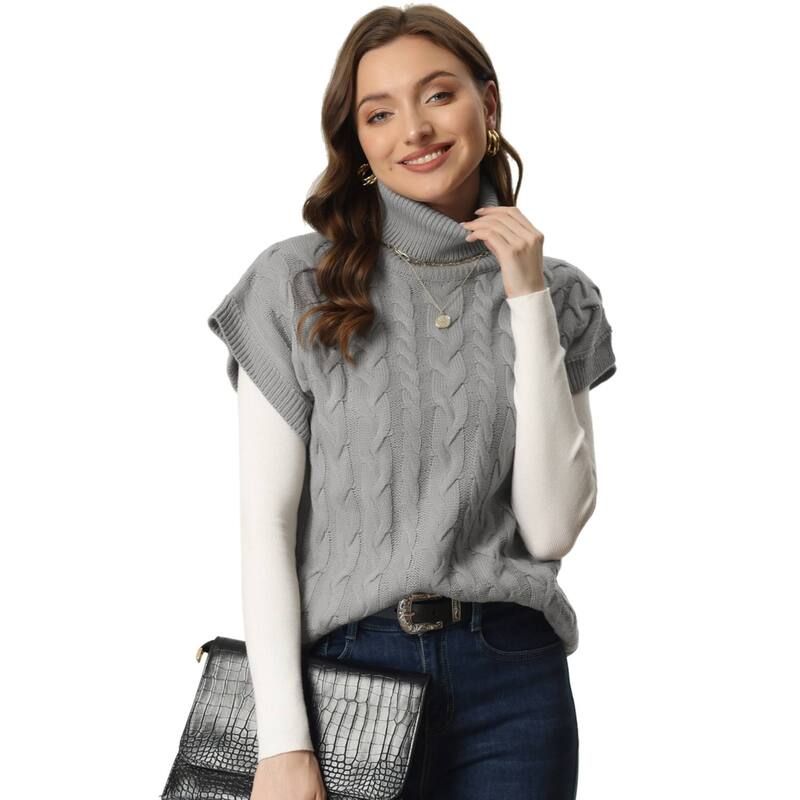 アレグラ ケー レディース アウター ニット・セータートルネック ベスト ウール ノースリーブ ALLEGRA K Womensleeveless Vest Solid Color Knit Pull