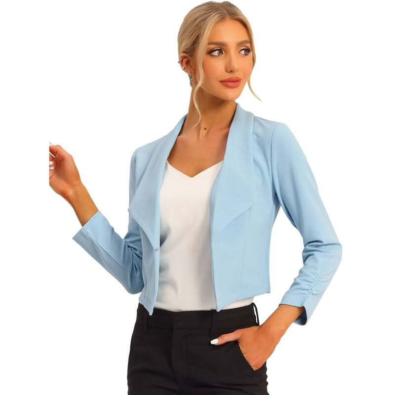 アレグラ ケー レディース アウター ジャケット・ブルゾン クロップド ブレザー ALLEGRA K Womens Cropped Notched Lapelong Sleeve Blazer Lig