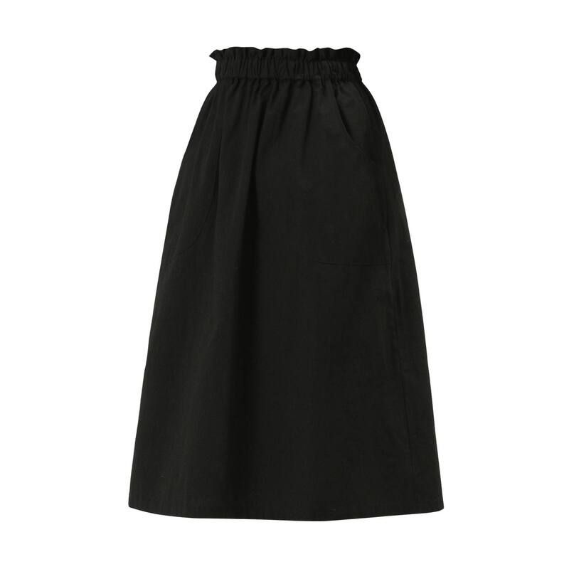 アレグラ ケー レディース ボトムスカート フリル ミディ ALLEGRA K Womensolid Color Peasant Elastic Waist Ruffle Midi Skirt Bla