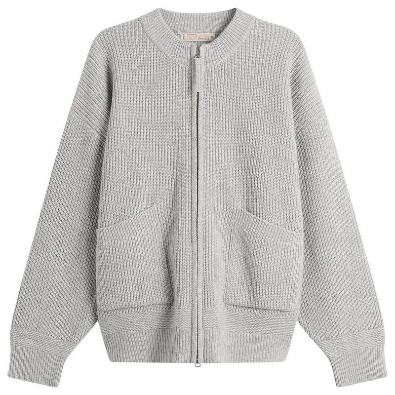 フリズムワークス メンズ アウター ニット・セーター ウール カーディガン FrizmWORKS Wool Deck Zip Cardigan Light Gray グレー