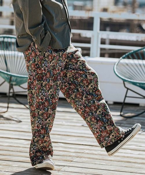 新品未使用 CAMBIO カンビオ Botanical Gobelin Wide Straight Pants ワイドストレートパンツ 花柄 ズボン S43325cmb ブラック系 Sサイズ 管理番号：214A-3438