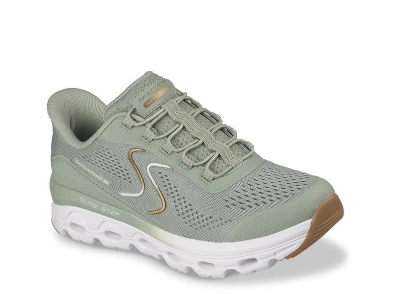 スケッチャーズ レディース シューズ スニーカー Skechers Hands Free SlipIns Glide Step Sole Sneaker Womensage Green グリーン