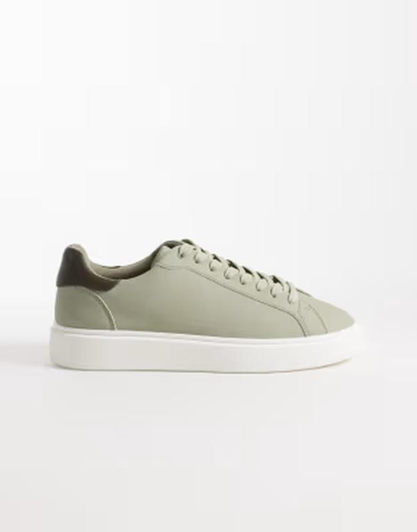エイソス メンズ シューズ スニーカー レース ASOS DESIGN lace up sneakers green with white soles Khaki カーキ