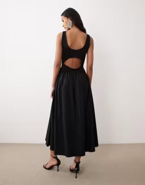 ノーバディーズ チャイルド レディース トップス ワンピース カットアウト 背中開き ミディ Nobodys Child backless cut out detail midi dress Blac