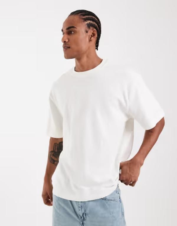 オンリーアンドサンズ メンズ トップス Tシャツ ONLY SONS textured oversized tshirt Cloudancer ホワイト