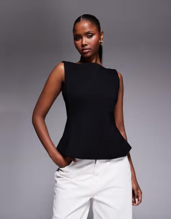 グッドアメリカン レディース トップス シャツ Good American soft stretch ponte straight neck top part of a set black ブラック