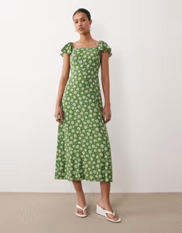 ノーバディーズ チャイルド レディース トップス ワンピース プリント ミディ Nobodys Child midi dress print Green グリーン