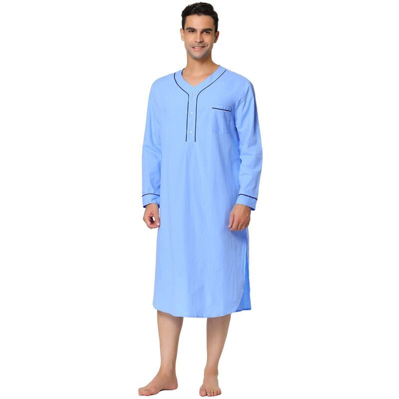 Lars Amadeus レディース アンダーウェア ナイトウェア シャツ コットン Lars Amadeus Mens Nightshirt Cotton Sleep Shirt Long Slee