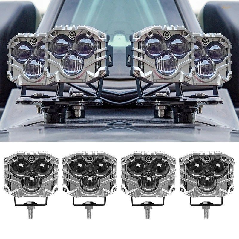 2.5インチ 3眼 120W スポットライト JLA デュアルライト マウントブラケット 配線ハーネスキット Aピラー補助スポットライト ワークライト
