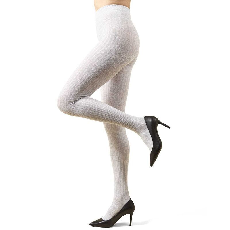 メモイ レディース アンダーウェア 靴下 リブ セーター コットン MeMoi Boston Ribbed Cotton Blend Sweater Tightstone Heather ヘザー