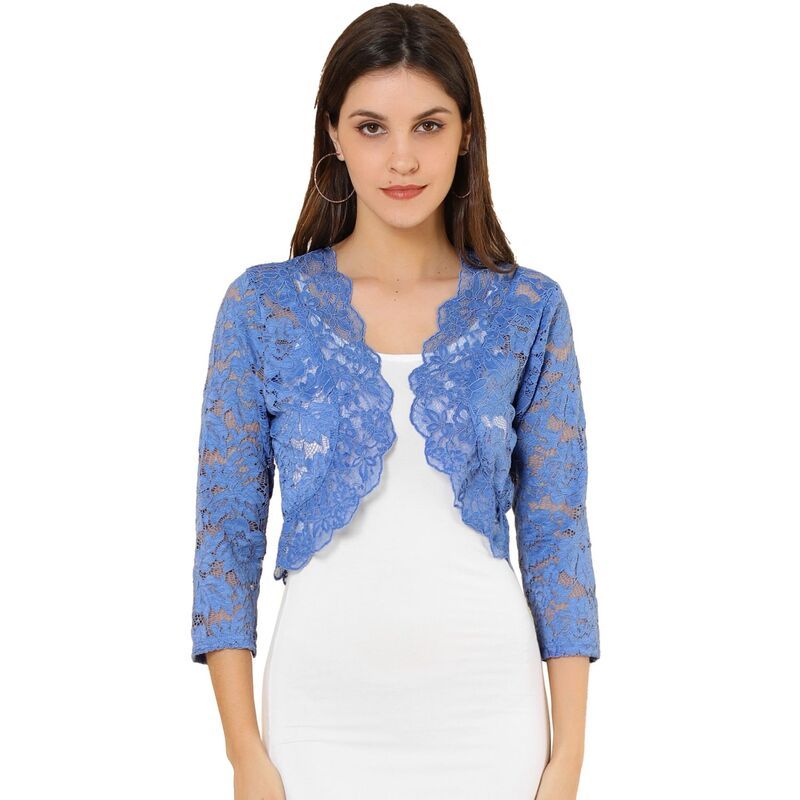 アレグラ ケー レディース トップス シャツ フラワー柄 シアー レース フラワー ALLEGRA K Womens Elegant 34 Sleeve Sheer Lace Floral Open