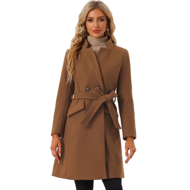 アレグラ ケー レディース アウター ジャケット・ブルゾン ヴィンテージ コート ALLEGRA K Vintage Belted Coat for Womenstand Collar Winter