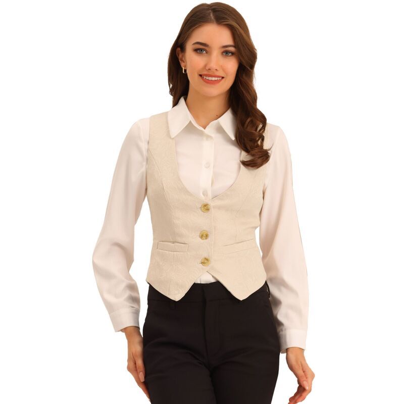 アレグラ ケー レディース アウター ジャケット・ブルゾン ヴィンテージ ベスト ノースリーブ コート ALLEGRA K Womens Vintage Waistcoat Button Up Ste