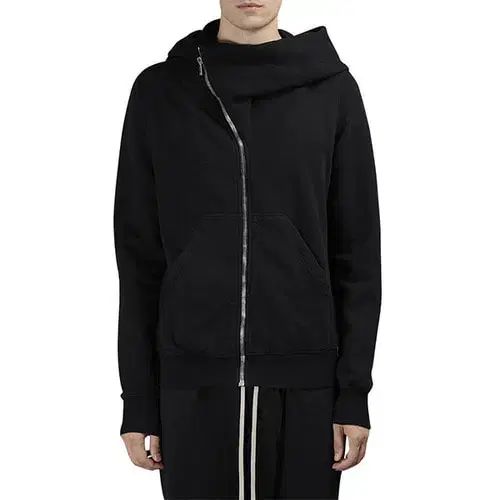 リックオウエンス 17FW DRKSHDW マウンテン 斜めボーダー フーディー ジップアップ ブラック