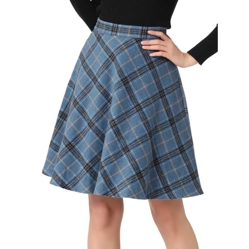 アレグラ ケー レディース ボトムスカート A ライン ひざ丈 ALLEGRA K Womens Plaids Elastic Waist Knee Length Worsted A Line Ski
