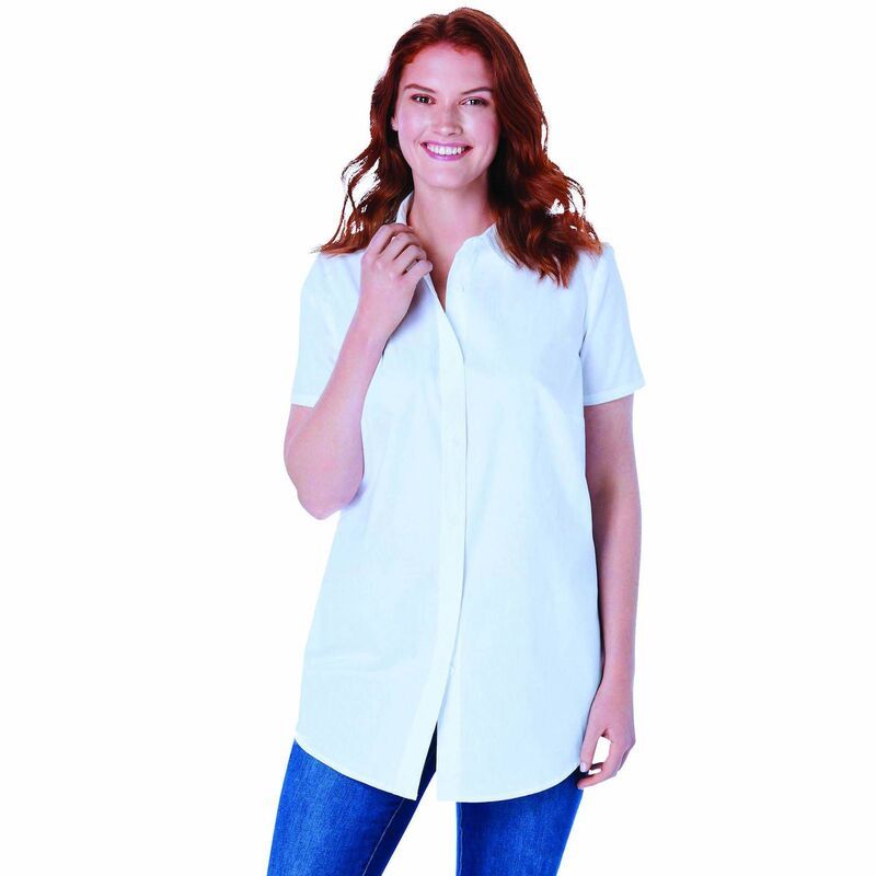 ウーマン ウィズイン レディース トップス シャツ プラスサイズ プチ Woman Within Plusize Petite Perfect Short Sleeve Shirt White ホワイ