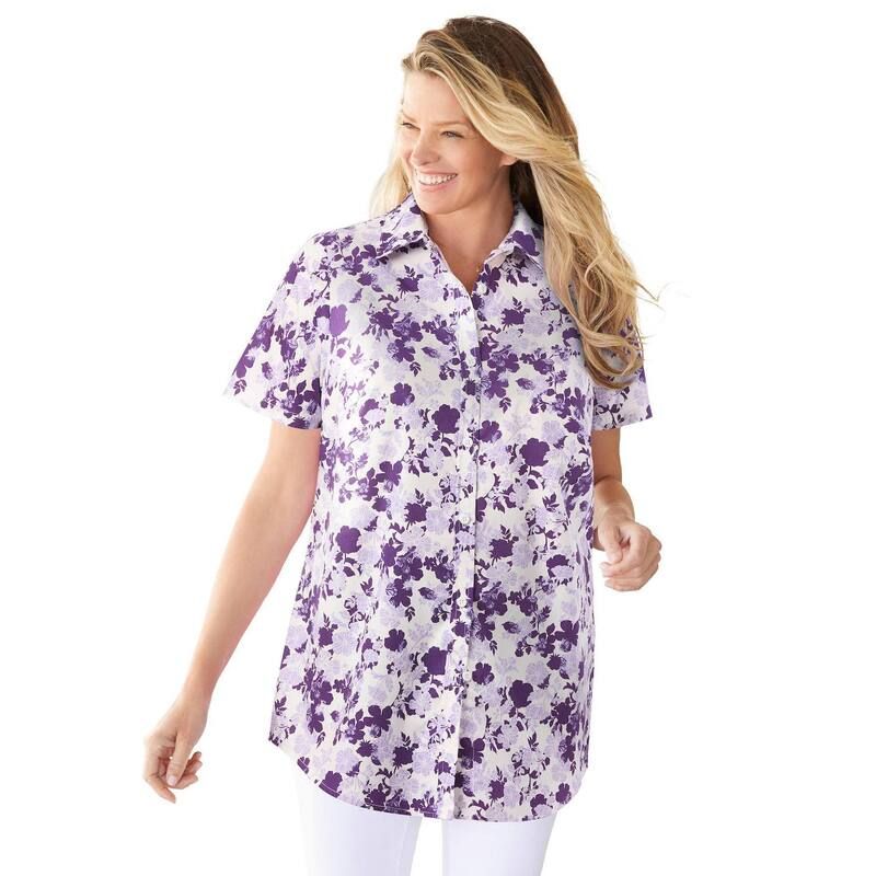 ウーマン ウィズイン レディース トップス シャツ プラスサイズ プチ Woman Within Plusize Petite Perfect Short Sleeve Shirt Original