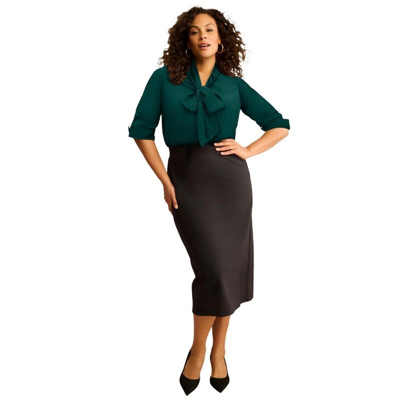 ロアマンズ レディース トップス シャツ プラスサイズ ブラウス Roamans Womens Plusize Long Sleeve Bow Blousemerald Green グリーン