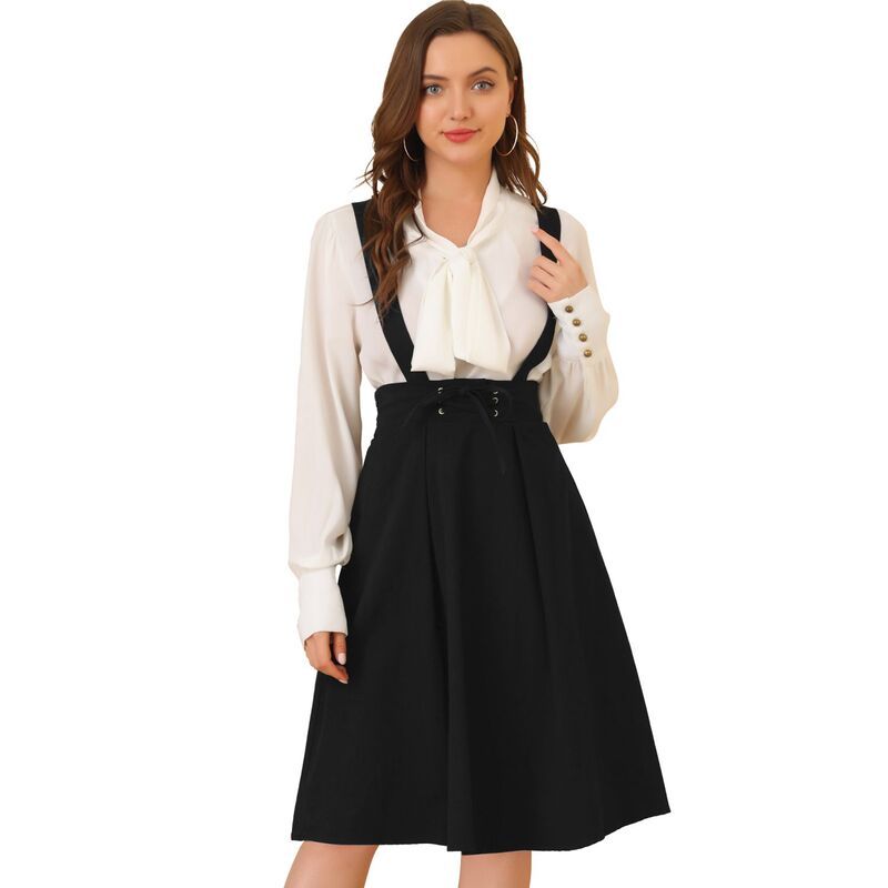 アレグラ ケー レディース ボトムスカート プリーツ ミディ ALLEGRA K Womens Retro Elastic Waist Bracesuspender Pleated Midi Skir