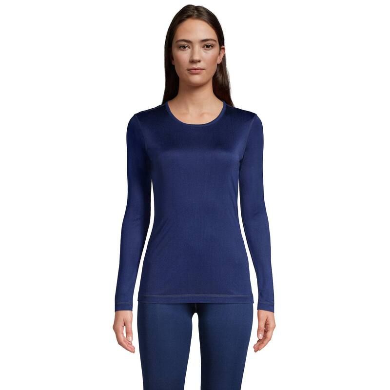 ランズエンド レディース トップス Tシャツ クルーネック シルク Womens Lands End Silk Interlock Crewneck Undershirt Deep Sea Navy