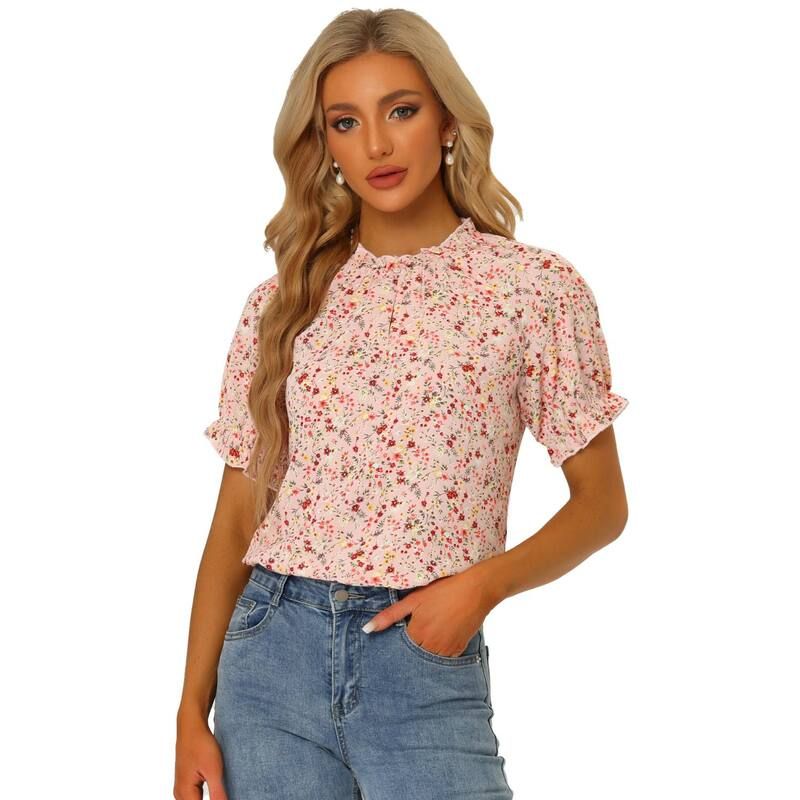 アレグラ ケー レディース トップス シャツ フラワー柄 フリル ブラウス フラワー ALLEGRA K Womens Floral Ruffled Short Sleeve Ruffle Neck 8,070円