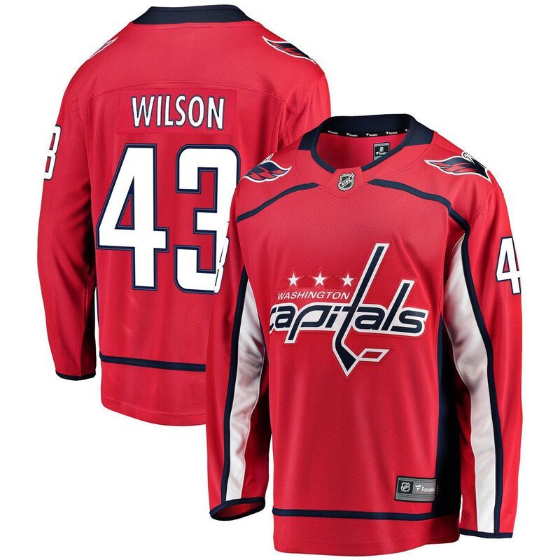 ファナティクス レディース トップス Tシャツ キャップ ジャージー Mens Fanatics Branded Tom Wilson Red Washington Capitals Home Pre