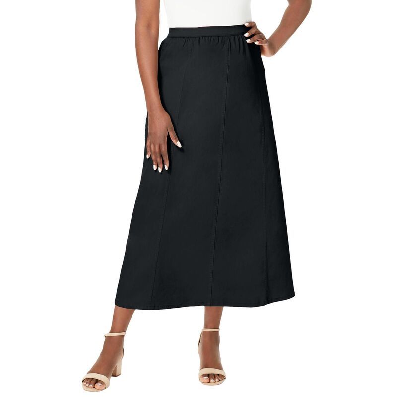 ジェシカロンドン レディース ボトムスカート プラスサイズ デニム Jessica London Womens Plusize Stretch Denim Jegging Skirt Black ブラ