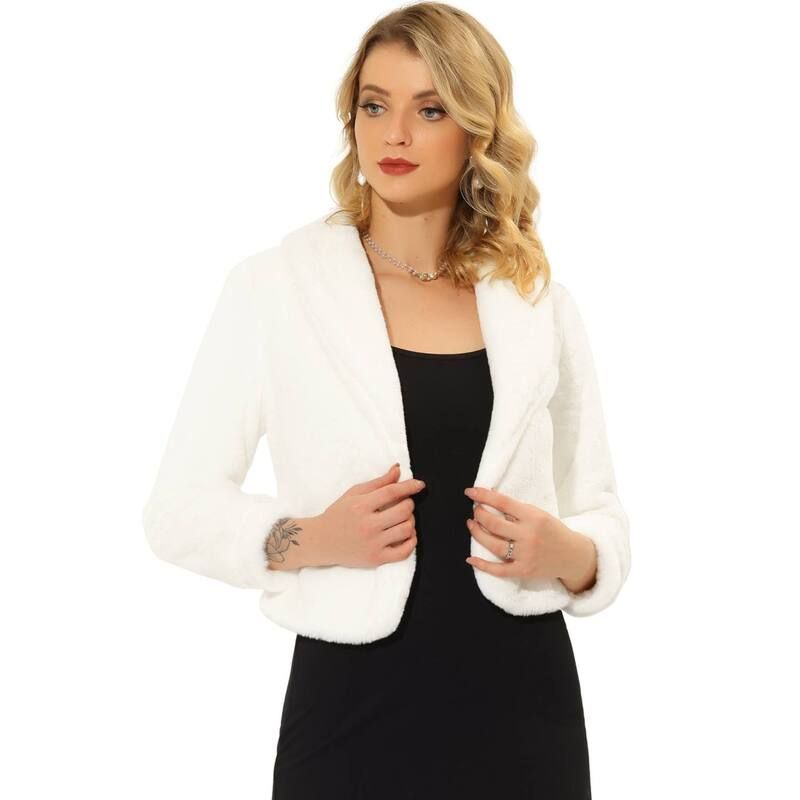アレグラ ケー レディース アウター ジャケット・ブルゾン コート クロップド フリース ALLEGRA K Womens Notched Lapelong Sleeves Open Front Fl